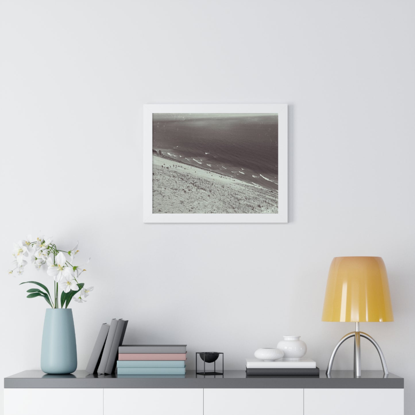 Sand Dunes Framed Horizontal Poster, Lake Michigan Beach Print, Sleeping Bear Dunes Framed Poster