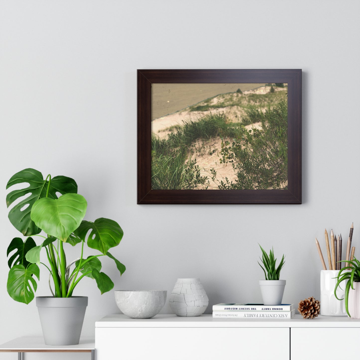 Sand Dunes Framed Horizontal Poster, Michigan Beach Framed Print, Lake Life Frame Poster