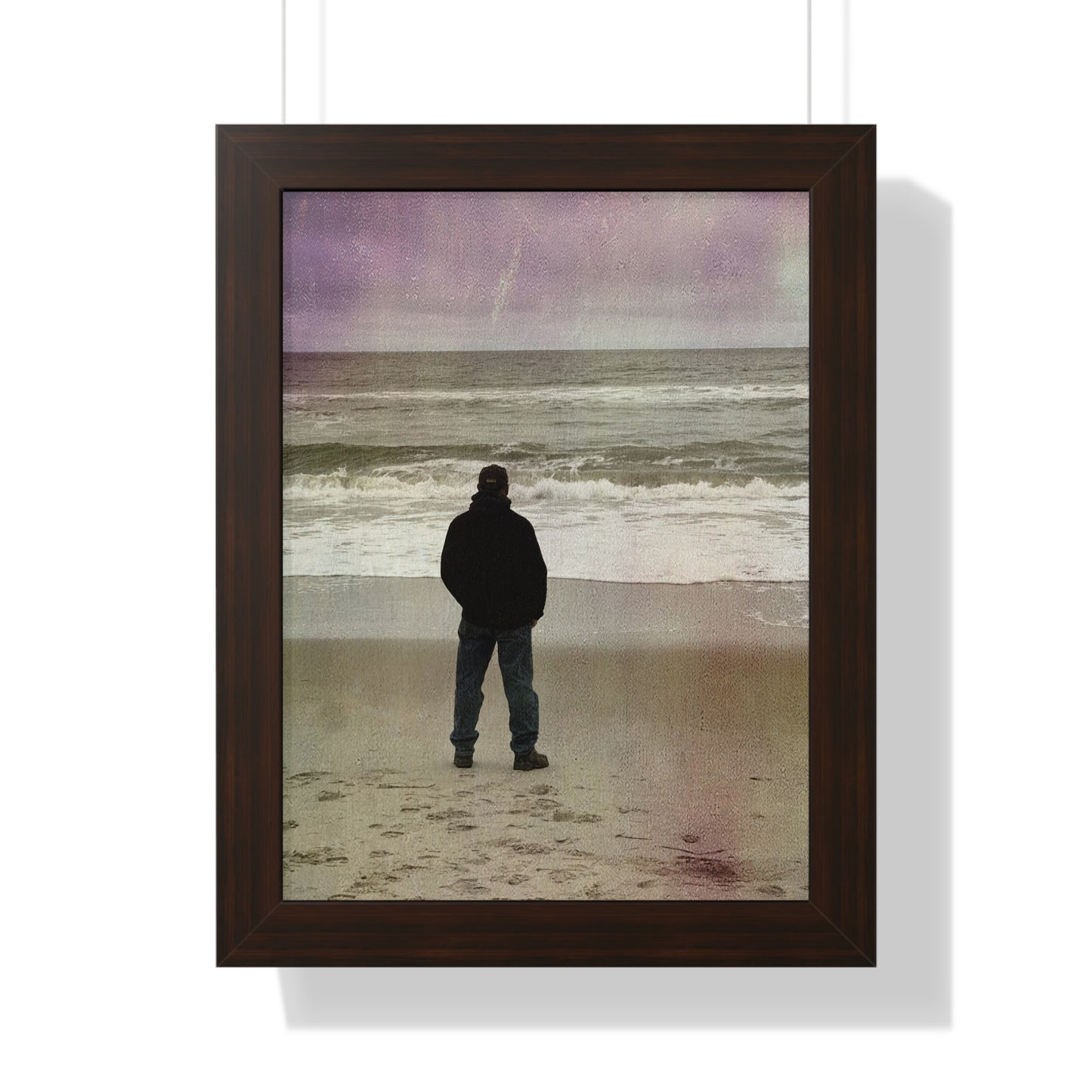 Retired Sailor Framed Vertical Poster, Ocean Beach Print, Calm Water Meditation Framed Poster