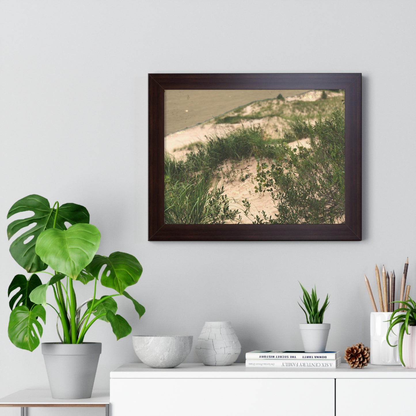 Sand Dunes Framed Horizontal Poster, Michigan Beach Framed Print, Lake Life Frame Poster