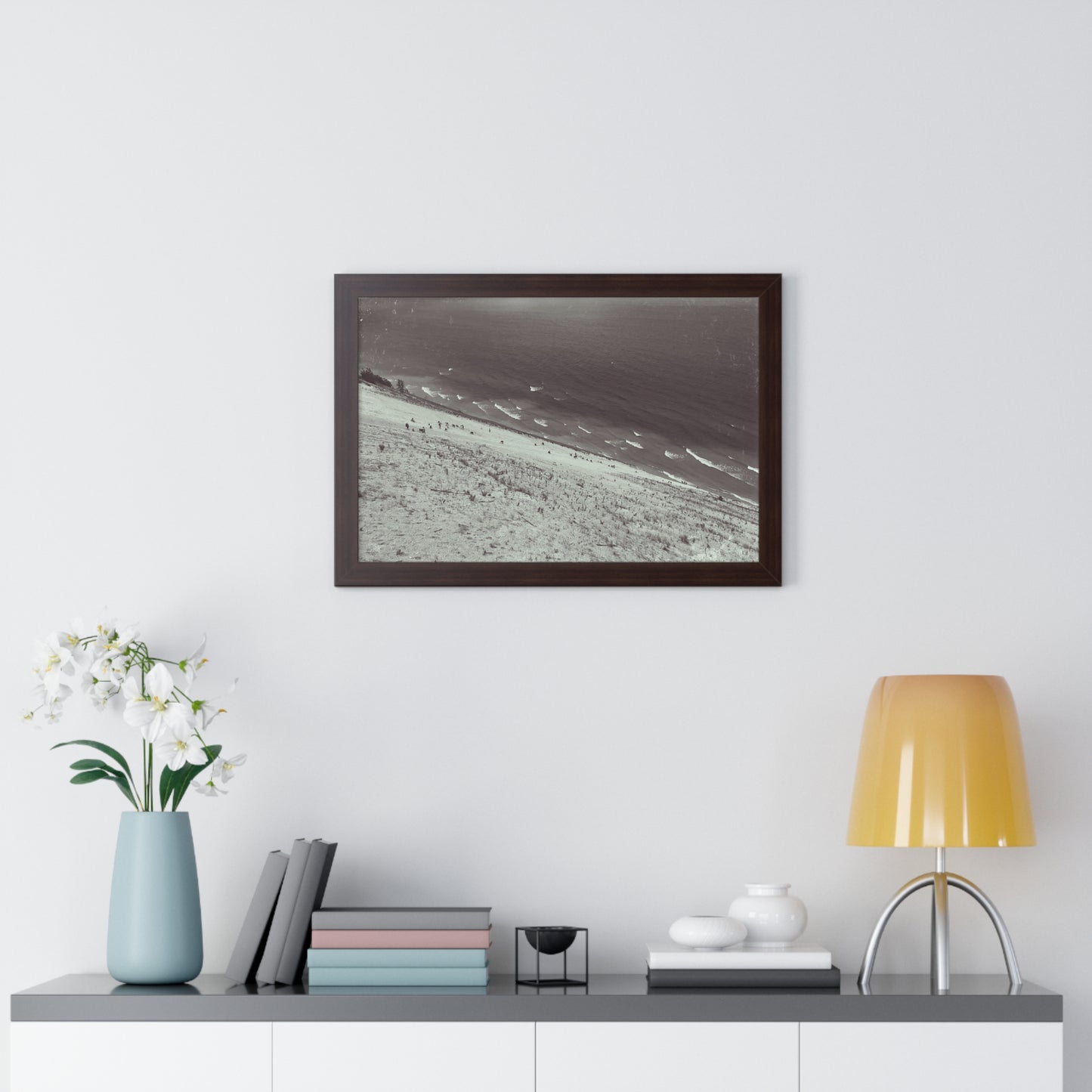 Sand Dunes Framed Horizontal Poster, Lake Michigan Beach Print, Sleeping Bear Dunes Framed Poster