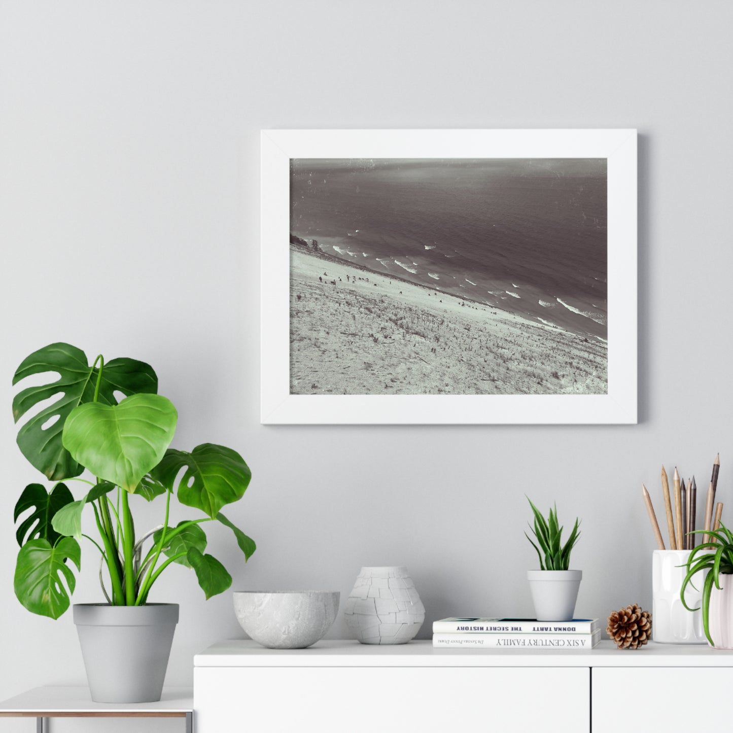 Sand Dunes Framed Horizontal Poster, Lake Michigan Beach Print, Sleeping Bear Dunes Framed Poster