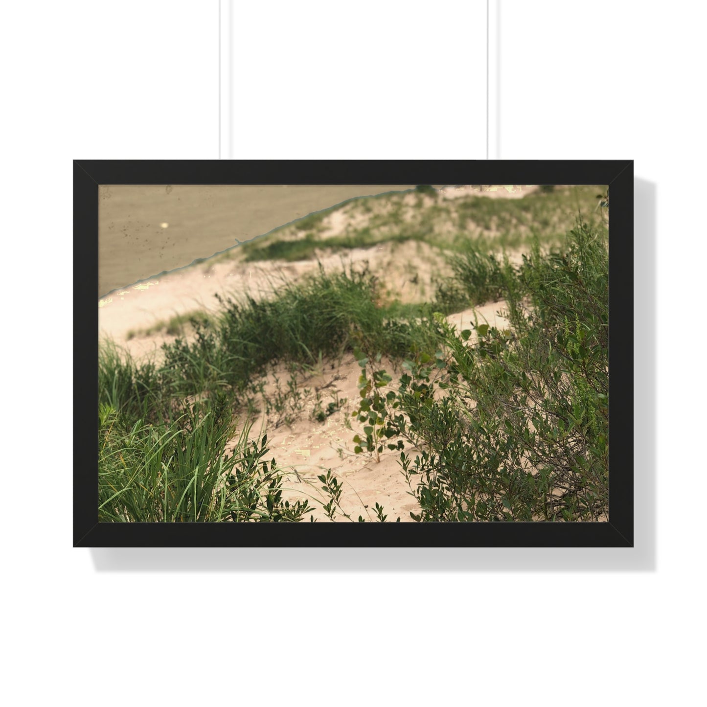 Sand Dunes Framed Horizontal Poster, Michigan Beach Framed Print, Lake Life Frame Poster