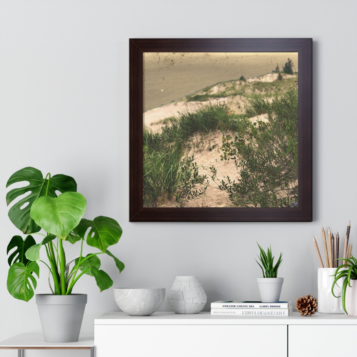 Sand Dunes Framed Horizontal Poster, Michigan Beach Framed Print, Lake Life Frame Poster