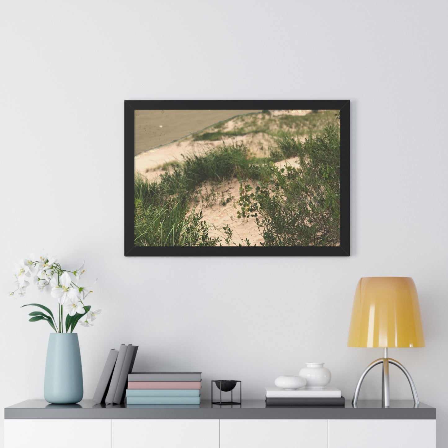 Sand Dunes Framed Horizontal Poster, Michigan Beach Framed Print, Lake Life Frame Poster