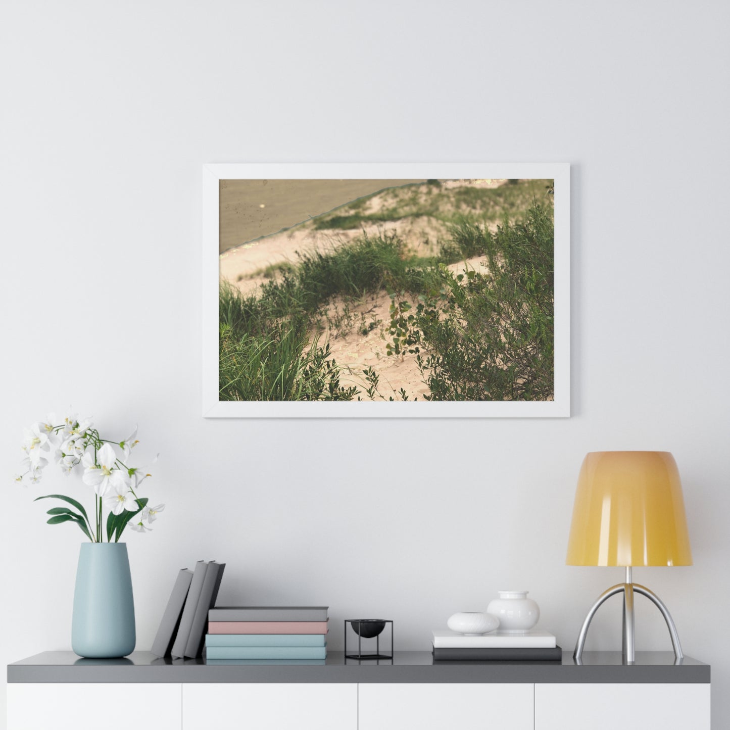 Sand Dunes Framed Horizontal Poster, Michigan Beach Framed Print, Lake Life Frame Poster