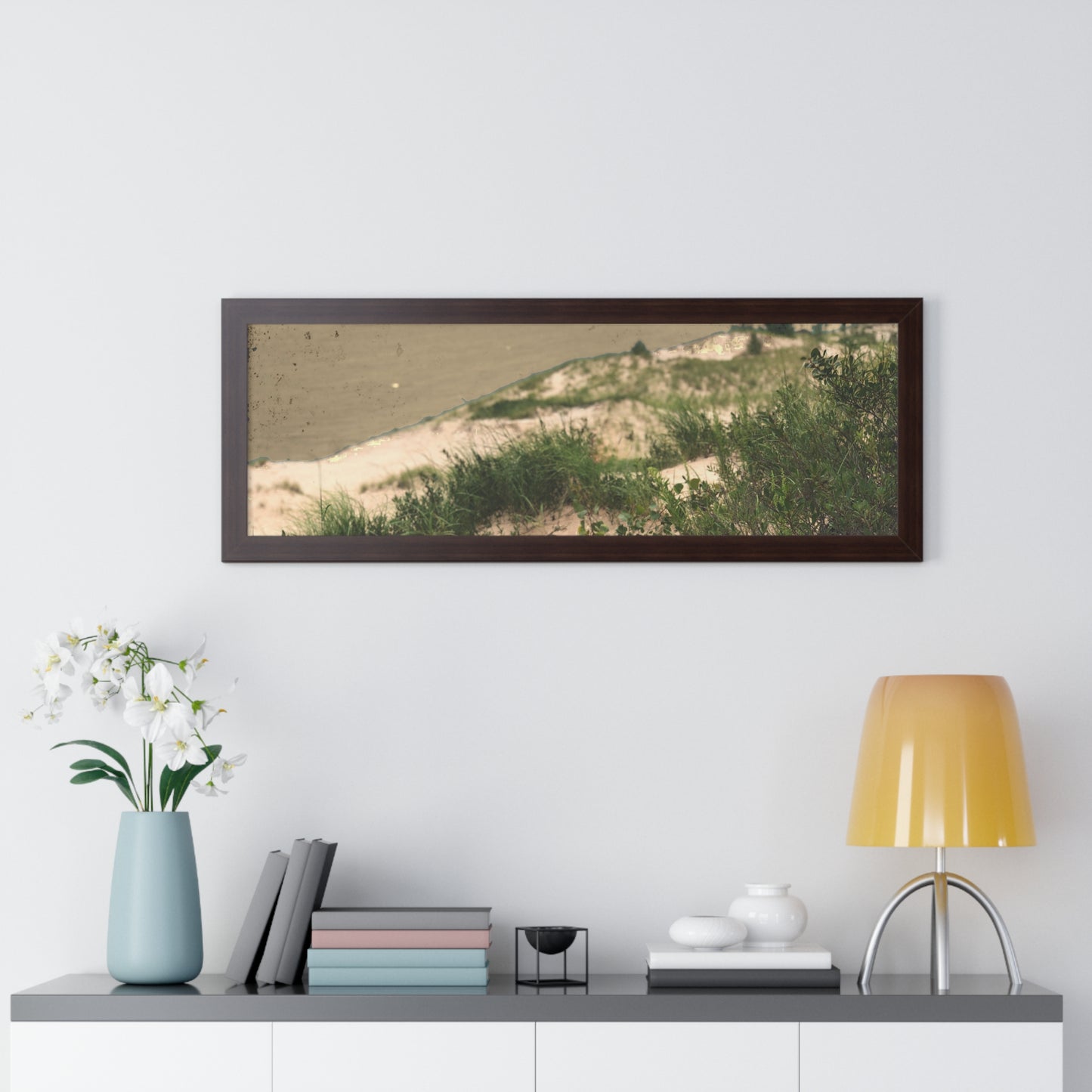 Sand Dunes Framed Horizontal Poster, Michigan Beach Framed Print, Lake Life Frame Poster